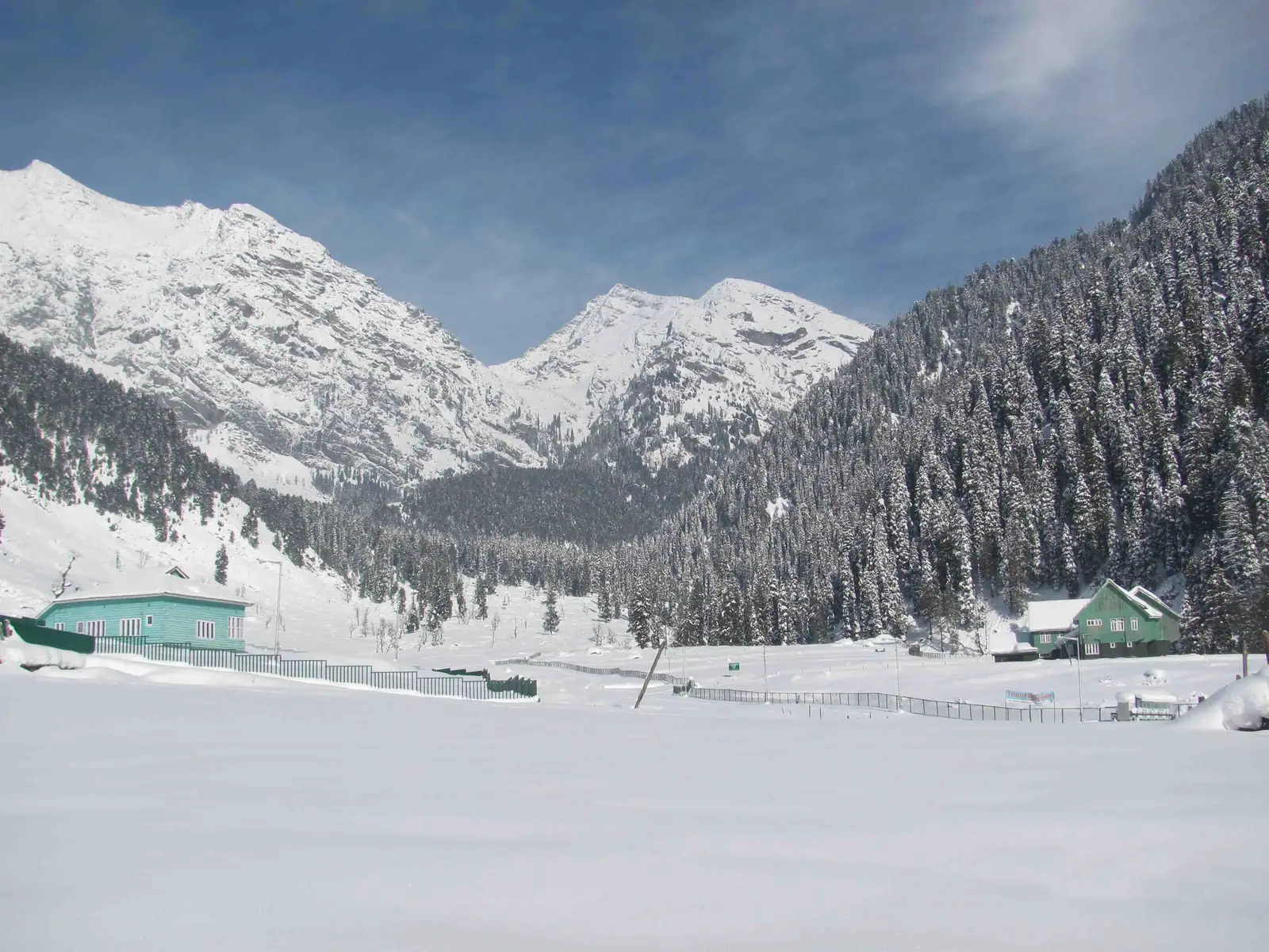Snowbound Aru Valley beneath jagged white peaks